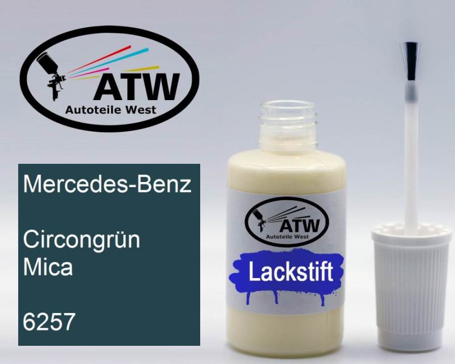 Mercedes-Benz, Circongrün Mica, 6257: 20ml Lackstift, von ATW Autoteile West.